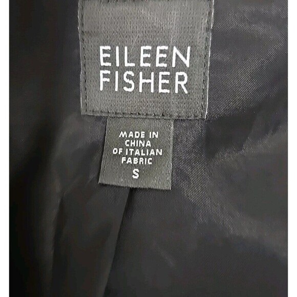 Eileen Fisher Trench Coat Windbreaker Raincoat Belted Pockets Black Women’s Sz S - Picture 6 of 11